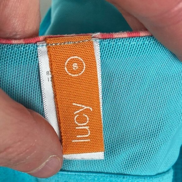 Lucy Blue Pink‎ Tank Top Built In Bra Size Small Supportive Stretch Running Teal - Picture 3 of 15